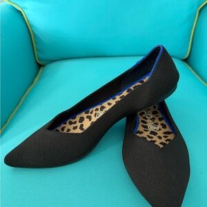 Rothy's Black Flats with Leopard Insole